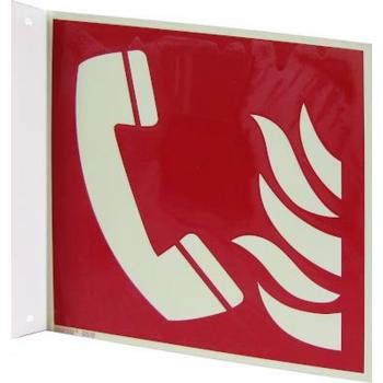 Fahnenschild Brandmeldetelefon 15 x15  cm nachleuchtend