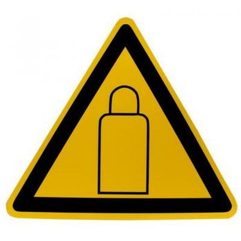 Schild Warnung vor Gasflaschen Gelb Aluminium 20 cm