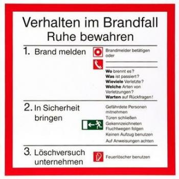 Verhalten im Brandfall ( Schild ) Kunststoff