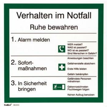 Verhalten im Notfall Schild Kunststoff