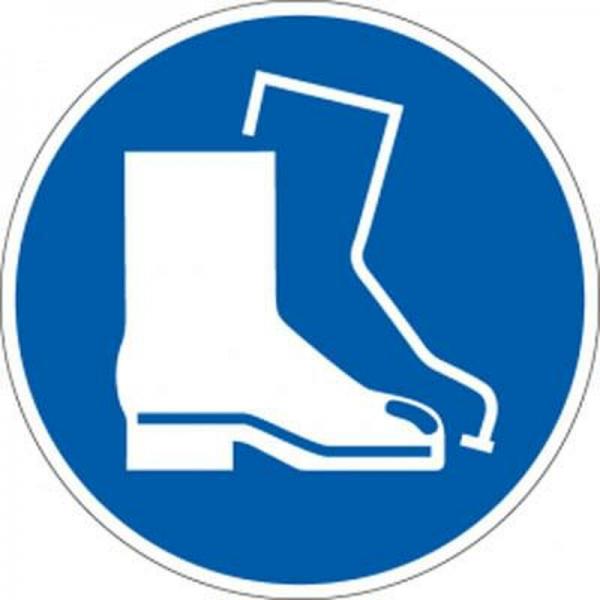 Schild Fußschutz benutzen ISO 7010 Kunststoff