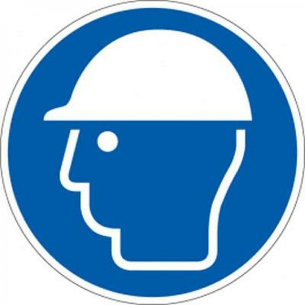 Schild Kopfschutz benutzen ISO7010 20 cm