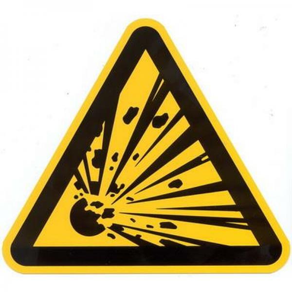 Schild Warnung vor explosionsgefährlichen Stoffen Gelb Folie 20 cm selbstklebend